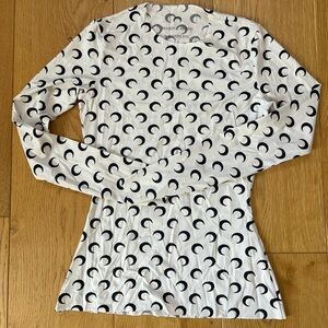 Marine Serre White and Black Short Sleeve Tee